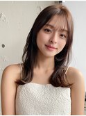 小顔 前髪 レイヤーカット ホワイトグレージュ"