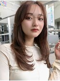 【MINX】くびれヘアアプリコットオレンジハイライトカラー表参道