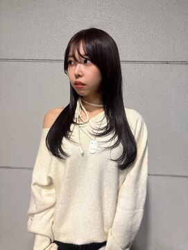 ヘアーアイストゥーレ(HAIR ICI TRE) ロングレイヤー暖色カラーラベンダーブラウンブリーチなしカラー