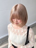 アフターニュース 新潟(afternews)&nbsp;ボブ/ミルクティーベージュカラー/ブリーチ/ダブルカラー/新潟