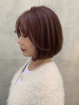 ナイン 田辺(nine) 髪質改善カラーアッシュピンクふんわりボブ