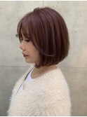 髪質改善カラーアッシュピンクふんわりボブ