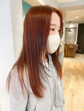 エミス バイ メルト 吉祥寺(emis by melt) 【堀惠】ブリーチ無しWカラーオレンジ顔周りレイヤー吉祥寺
