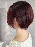ピンクブラウン前下りショートボブ/ショートボブ