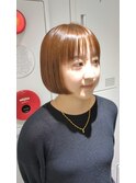 コンパクトボブ　ミニボブ　オレンジブラウン　ブリーチ無カラー