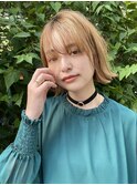 大人ガーリーくびれボブ☆ブリーチホワイトブロンド前髪カット☆