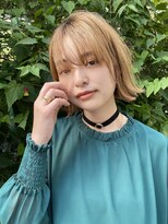 ロミー 本厚木(ROMMY.)&nbsp;大人ガーリーくびれボブ☆ブリーチホワイトブロンド前髪カット☆