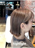 ミルクティーアッシュハイトーン透明感グレージュ極細ハイライト