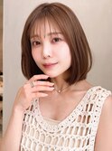 似合わせカットうるツヤワンカールミルクブラウン結べるボブ