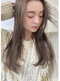 大人可愛い20代30代さらさらロング×ミルクグレージュ