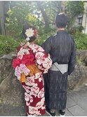 浴衣レンタル+着付け+ヘアセット【カップルセット】