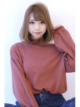 オーロ 緑地公園店(ORO) ことりベージュローライト大人かわいい小顔スリークボブ大人ボブ