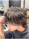緩め波巻きスパイラルパーマボブウルフ渋谷メンズフェザーパーマ