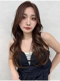 韓国ヘアハッシュカットふんわりミディアムココアブラウン艶髪