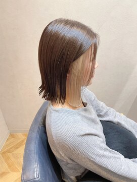 ネウィ 大分中央町店(newi) イヤリングカラー×切りっぱなしボブ