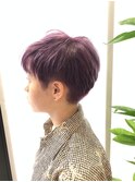 刈り上げショート×ピンクパープル