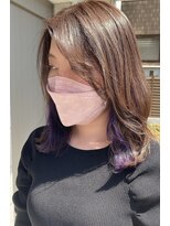 カミビト マヴィー(kamibito mavie)&nbsp;イヤリングカラーパープル／ラベンダー／外ハネミディ／ボブ