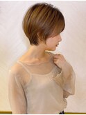 ショート×ハイライト白髪ぼかし×マチルダボブ[心斎橋]