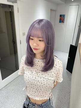 ペレ 渋谷(PELE) h_ デザインカラー/レイヤーカット/ウェットヘア/オリーブベージ