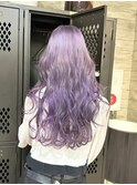 ラベンダーカラーハイトーンロングパープルカラーケアブリーチ