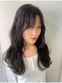 ロング 暗髪 韓国ヘア レイヤーカット 透明感カラー 20代30代