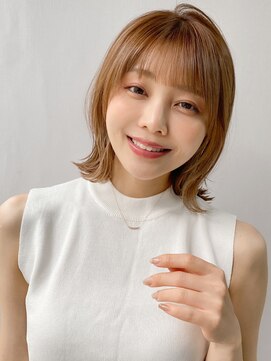 エトラ 渋谷店(etora) 前髪 外ハネボブ くびれヘア  アプリコットオレンジ"