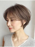 大人可愛い40代50代くびれショートボブ丸みショート
