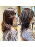 大人かわいい外はね鎖骨ミディアムミストバング20代30代40代50代