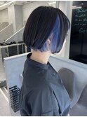 インナーカラー×ツートーンカラー×ショートボブブルーカラー7
