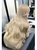 韓国ロングヘア×シールエクステ×ミルクティーベージュ