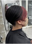 刈り上げハンサムショートフェイスフレーミング赤ピンクカラー