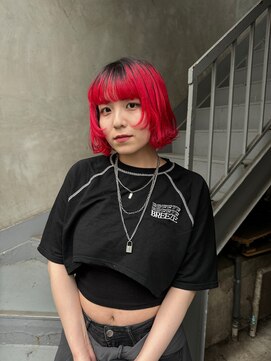 ビビト(bibito) bibito ブリーチカラー　赤髪ボブ　レッド