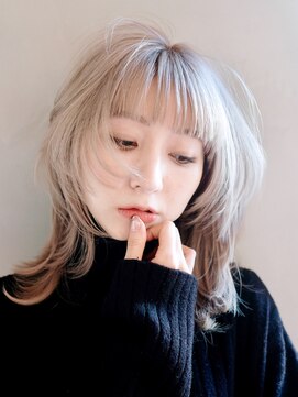 アルバム 銀座(ALBUM GINZA) ウルフレイヤーロングボブルフくすみベージュ小顔_9842