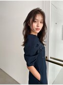 大人姫カットレイヤーマロンベージュ韓国風ロング