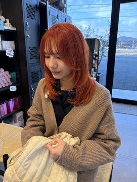 アチーブリス(achieve Liss) アプリコットオレンジハイブリーチダブルカラー小顔レイヤー