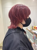 モリオフロムロンドン 大宮店(morio from London)&nbsp;チェリーレッド×ウルフカット　【村田】