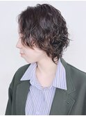 【松戸　テラカド】ショートウルフパーマ　前髪なし　黒髪