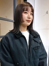 ヴヴ(Bub) 姫カット 外ハネミディアム ストレート グレージュ 透明感カラー