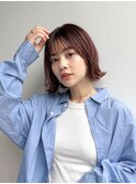 大人ミニボブ前髪あり切りっぱなしボブ外ハネ丸顔K20250621
