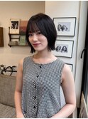 札幌ボブ　小顔に見える暗髪レイヤーボブ