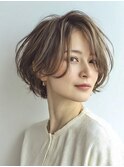 ミセスショートボブ白髪ぼかし脱白髪染め40代50代60代♪