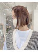 切りっぱなしボブ/エアリーロング/美髪/ピンクブラウン/銀座