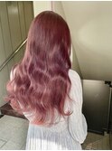 ロング 韓国ヘア ピンク 巻き髪