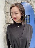 大人可愛い外ハネボブ×フェイスフレーミングベージュ【四日市】