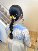 卒業式　編みおろし　金箔アレンジ　ヘアセット　はかま