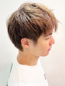 インタークロス 20代30代王道メンズショートアッシュブラウンソフトツーブロック