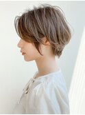 前髪 アンブレラカラー こなれミディ イメチェン ウェーブパーマ