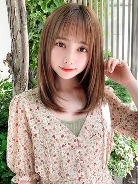 アフロート ディル(AFLOAT D'L) 大人可愛い小顔前髪顔まわりミディアムレイヤーカットストレート