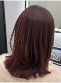 ミディアムヘアーカシスピンクブラウン髪質改善　赤坂見附
