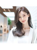 ★ブリーチなし小顔ロングレイヤーカットハッシュカットベージュ